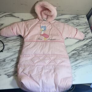 Vtg Beatrix Potter Quiltex Baby Girl Pink Snowsuit/Winter Coat Peter Rabbit 12 M